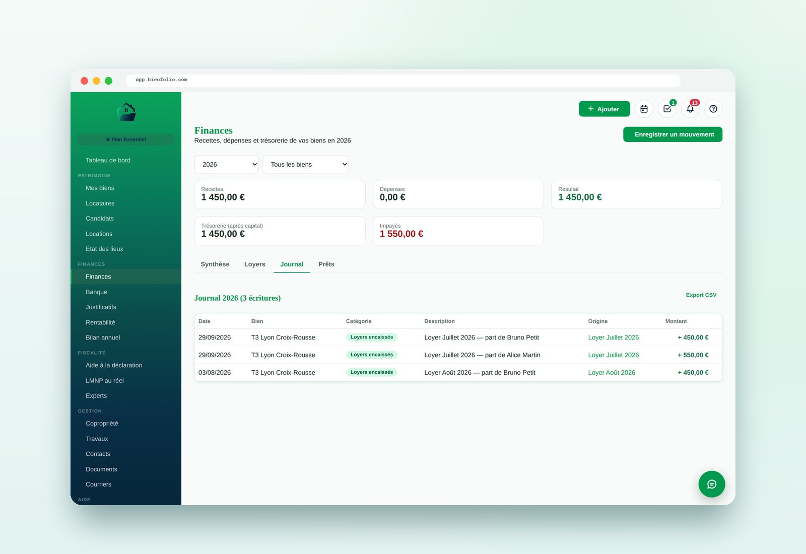 Journal des finances exportable